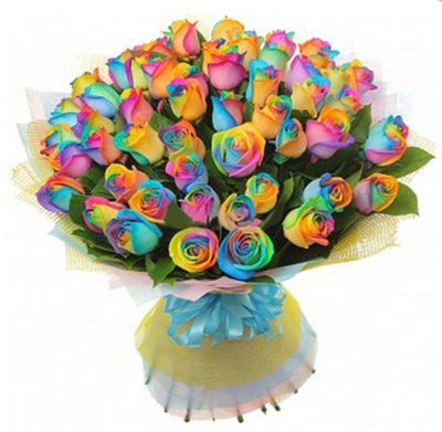 Букет из 51 радужной розы — Цветы SFlower – доставка цветочных букетов в Хабаровске. У нас цветы можно купить или заказать с доставкой круглосуточно — 140
