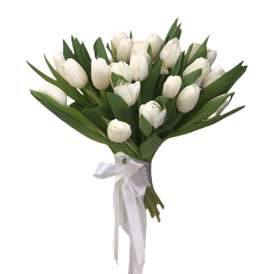 Букет из белых тюльпанов — Цветы SFlower – доставка цветочных букетов в Хабаровске. У нас цветы можно купить или заказать с доставкой круглосуточно — 2dab29c5