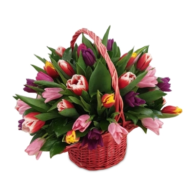 Тюльпаны в корзине — Цветы SFlower – доставка цветочных букетов в Хабаровске. У нас цветы можно купить или заказать с доставкой круглосуточно — ea3aff5e