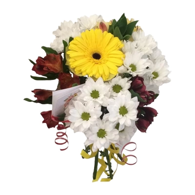 Букет из хризантем, гербер и альстромерии  — Цветы SFlower – доставка цветочных букетов в Хабаровске. У нас цветы можно купить или заказать с доставкой круглосуточно — 